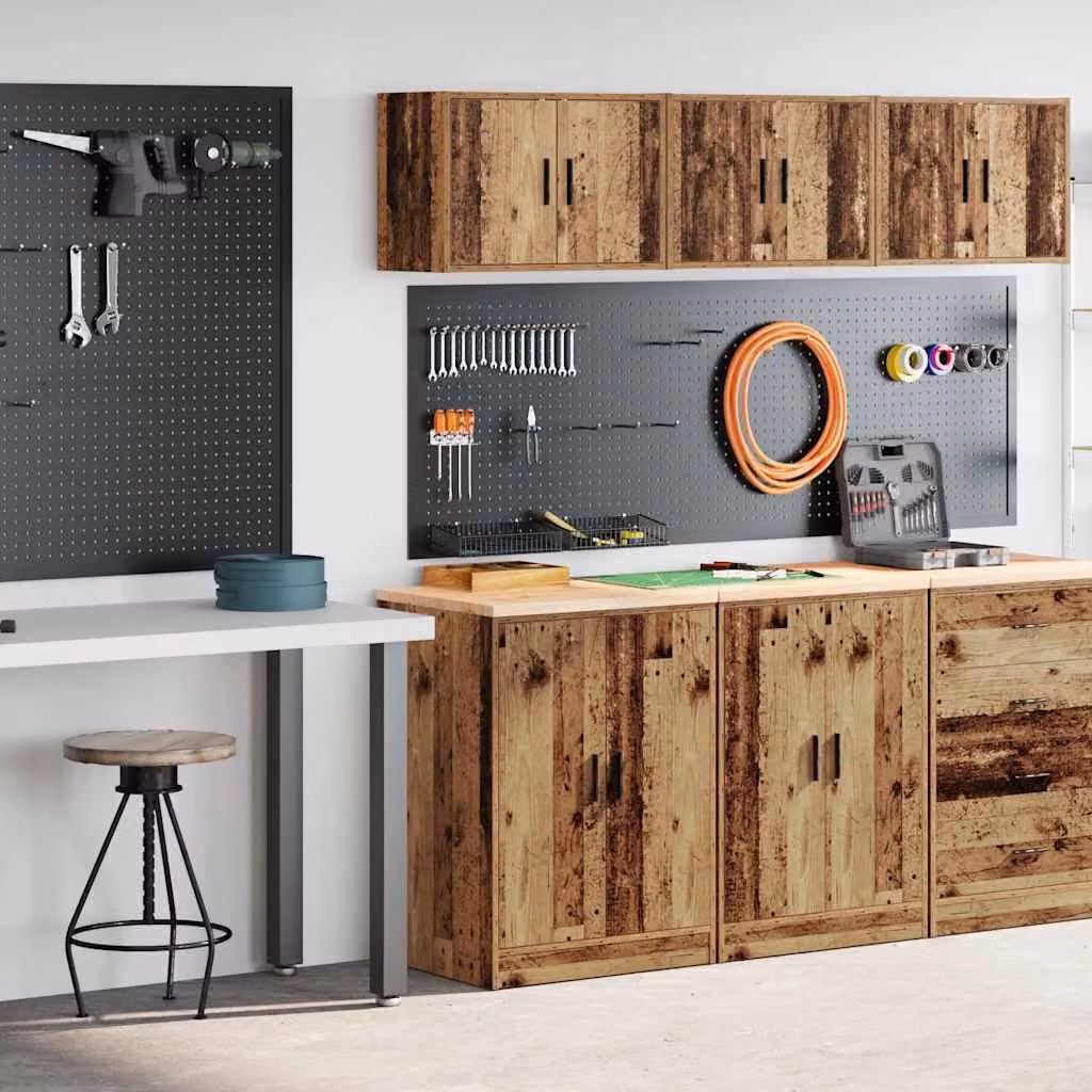 Set di 2 armadi da giardino vidaXL in legno di pino color marrone con ante a battente e ripiani interni
