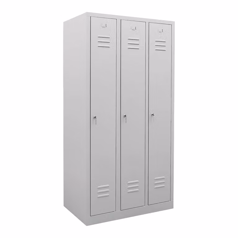 Armadietto guardaroba STIER, 3 scomparti, 1800x870x500 mm, grigio chiaro, 1 ripiano, 1 asta appendiabiti, chiudibile a chiave