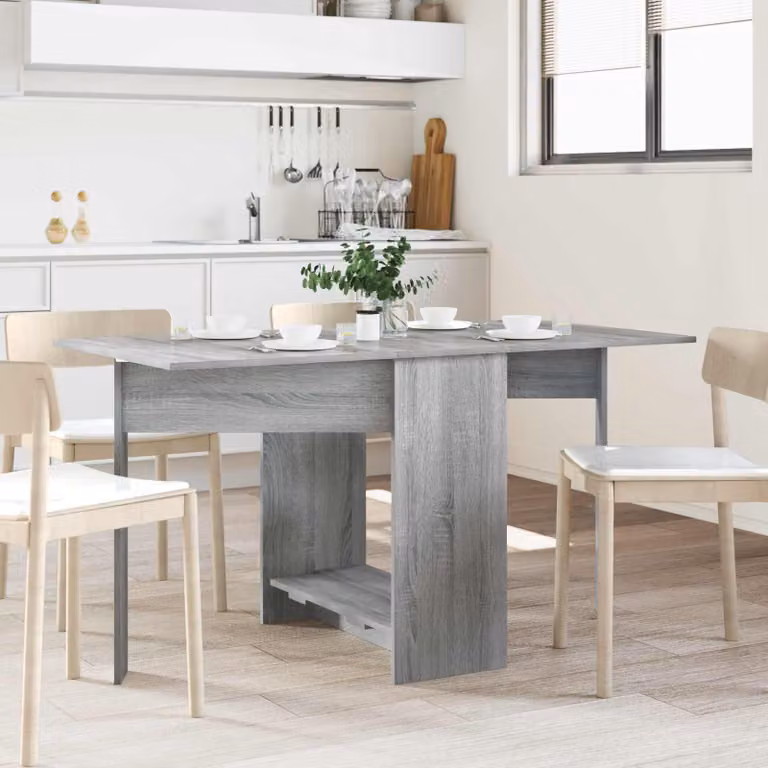 Maison Exclusive - Tavolo da pranzo, dimensioni 138 x 70 x 73,5 cm, piano in materiale composito, finitura grigio Sonoma