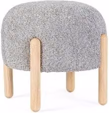 Sgabello Dayla Bizzotto Grigio chiaro con struttura in legno e seduta in tessuto cilindrica