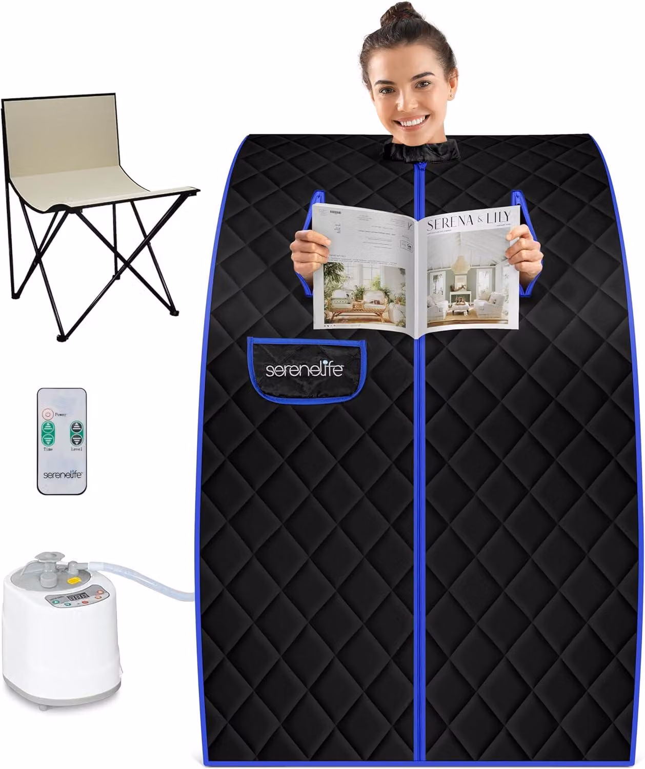 Sauna portatile - Sauna domestica - Tenda sauna a vapore con serbatoio da 2 litri - Sedia pieghevole - Generatore di vapore - Sauna personale compatta per la disintossicazione - Telecomando