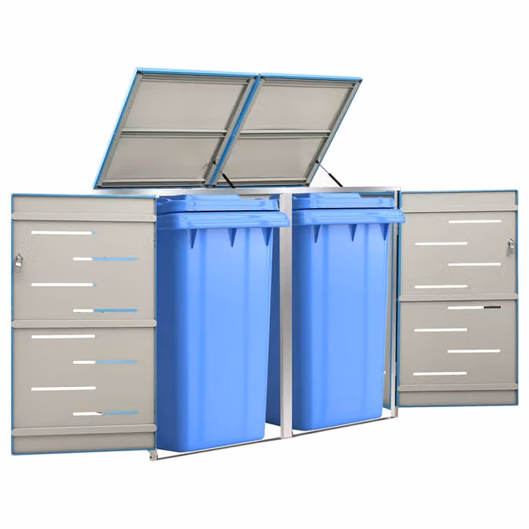 Copribidone singolo vidaXL in acciaio inox con coperchio a ribalta, L: 69 cm, P: 77,5 cm, H: 115 cm