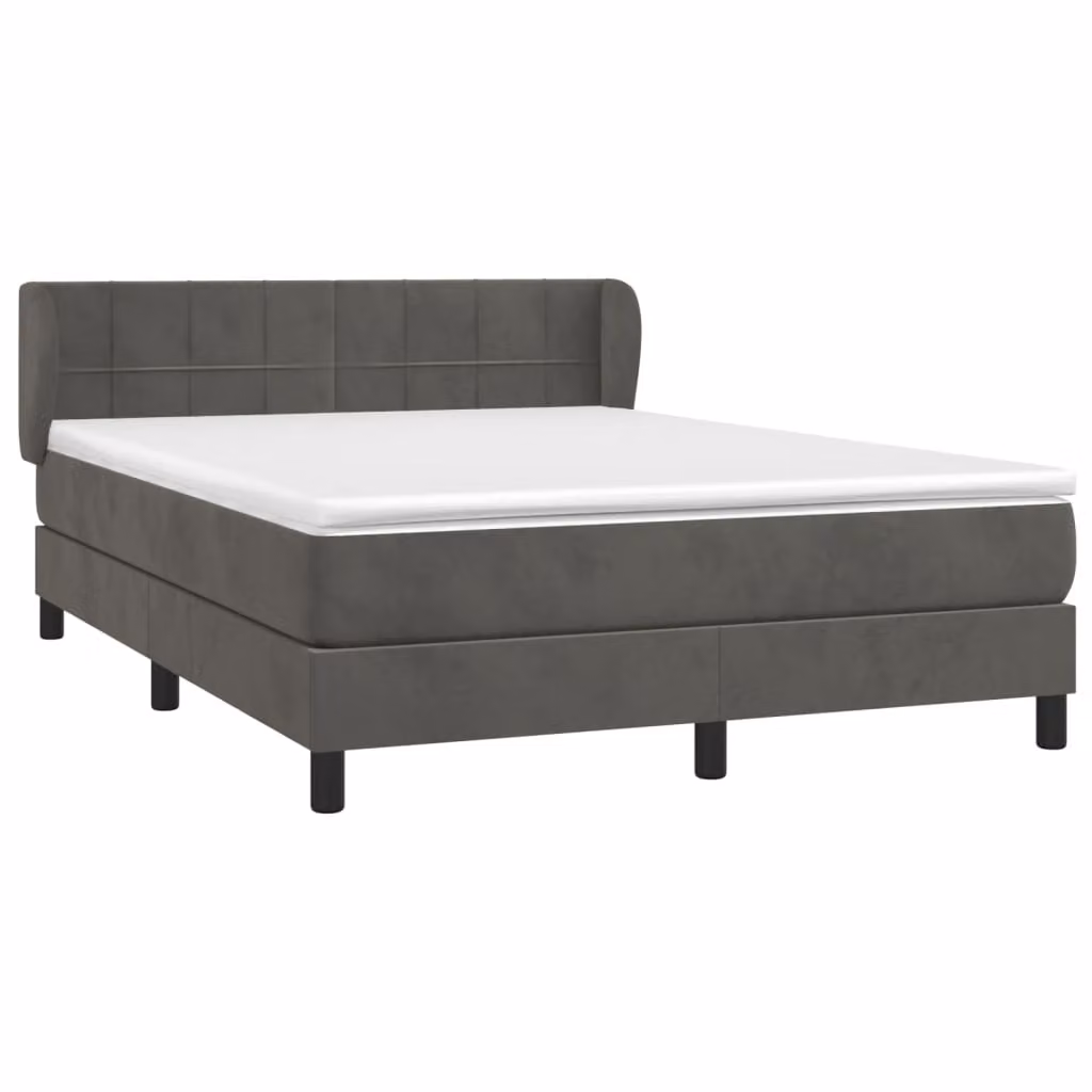 Giroletto a Molle con Materasso Grigio Scuro 140x190 cm Velluto