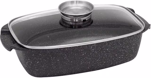 Set di 4 Rostiere Rettangolari in Alluminio Pressofuso con Coperchio Casa Collection, Nero, L: 32 cm – 1