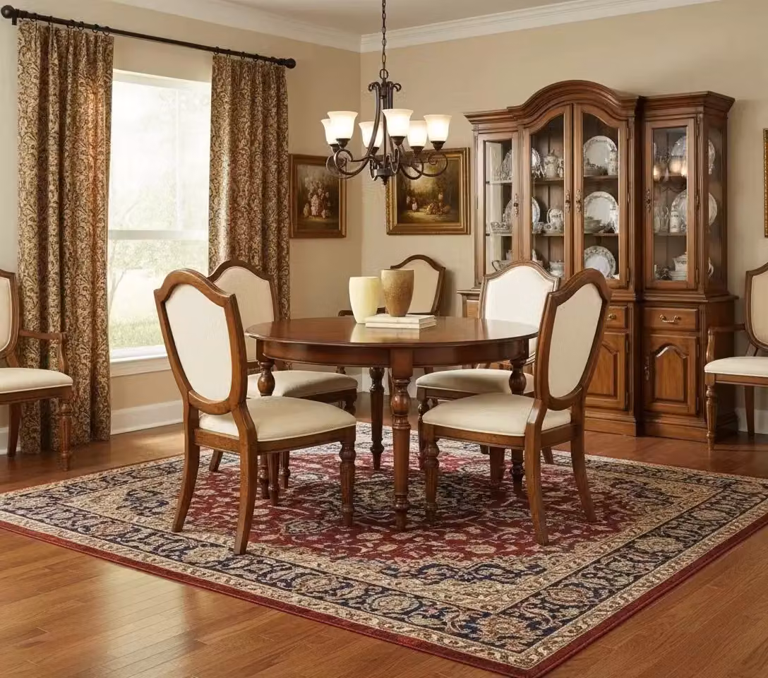 Tavolo rotondo classico allungabile in legno di faggio marrone Mobili 2G L: 120 cm, P: 120 cm, H: 80 cm – 2