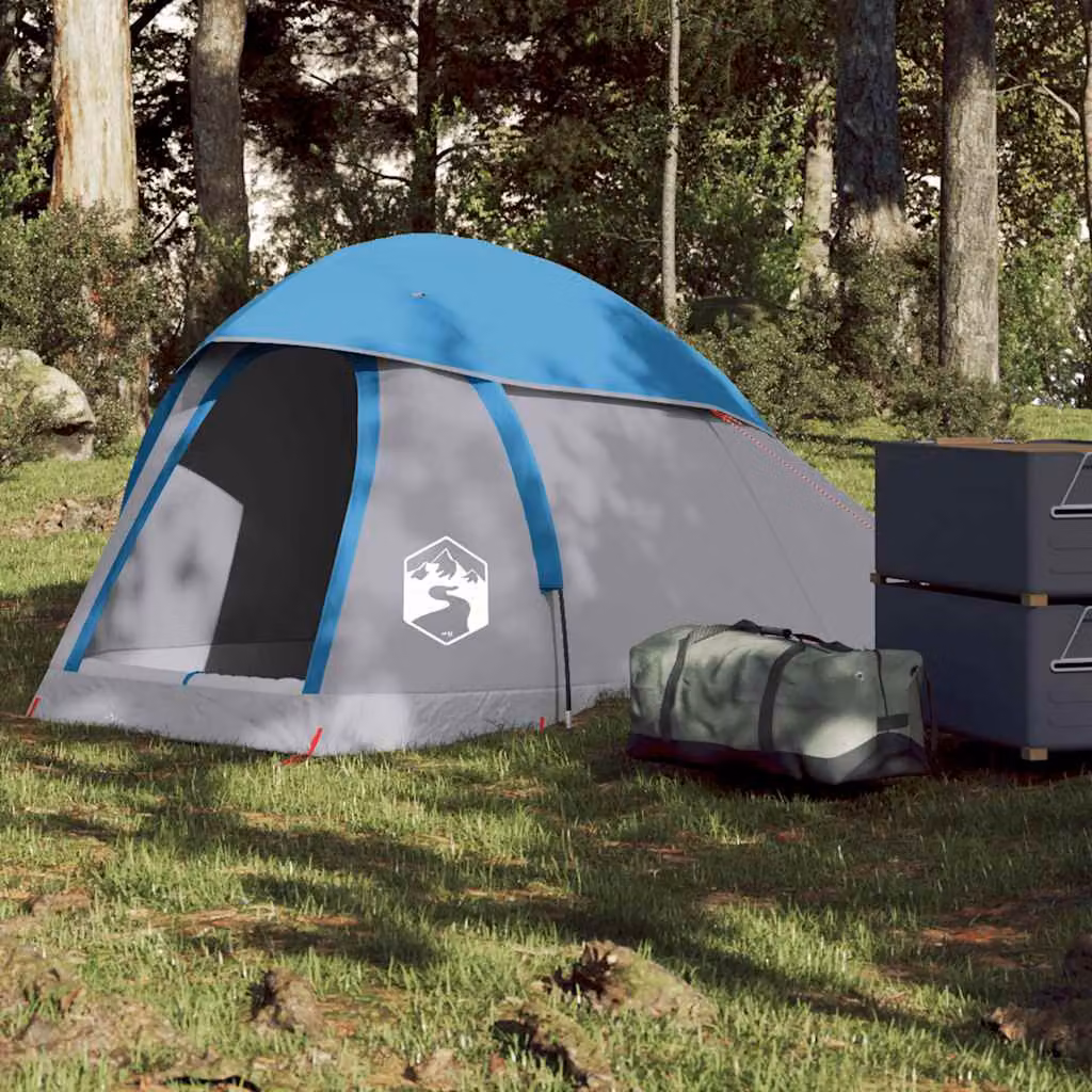 Tenda da campeggio a cupola vidaXL per 1 persona, blu, impermeabile in poliestere e fibra di vetro