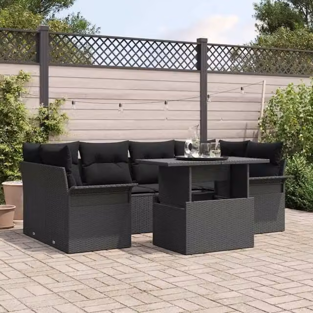 Set Divano da Giardino 7 pz Nero 3356956