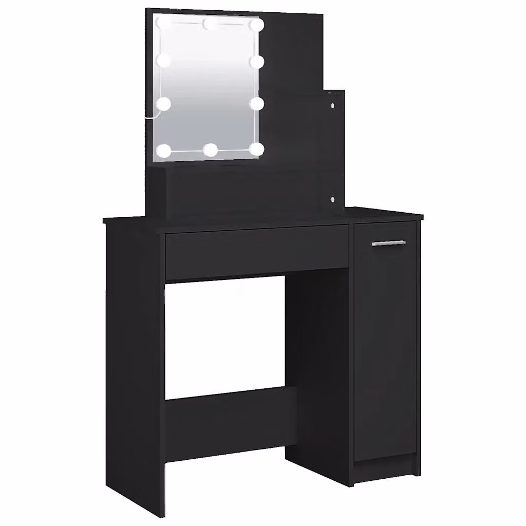 Toeletta con LED Hollywood vidaXL, colore nero, L: 86,5 cm, P: 35 cm, H: 136 cm – 2