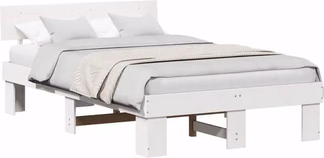 Letto matrimoniale | Letto per adulti | Struttura del letto Bianco 120 x 200 cm Pino massello
