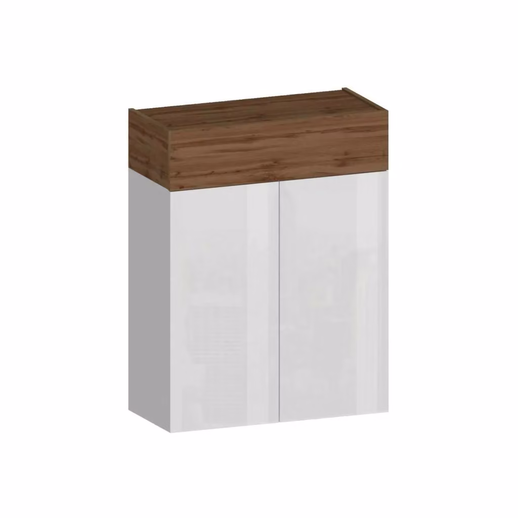 Scarpiera Nala DMORA, Armadio porta scarpe moderno con ante a ribalta, Bianco e Rovere, L: 76 cm, P: 38 cm, H: 100 cm – 2