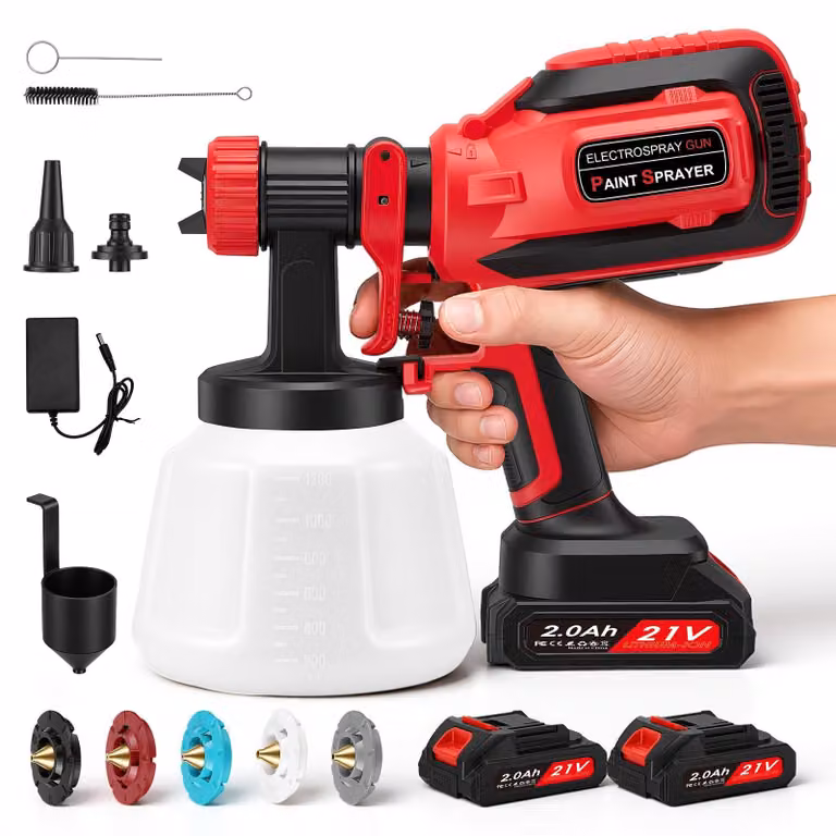 Sistema di verniciatura a spruzzo di precisione, capacità 1200 ml, con 2 batterie da 2000 mAh e 5 ugelli