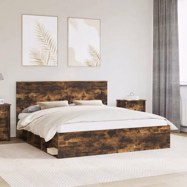 Struttura del letto-Giroletto Rovere fum¨¦ 180 x 200 cm Pino massello 639355