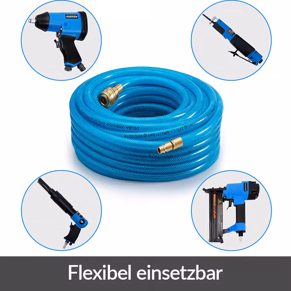 Set di 2 tubi per aria compressa Deuba da 10 m con attacco rapido, colore blu in plastica – 2
