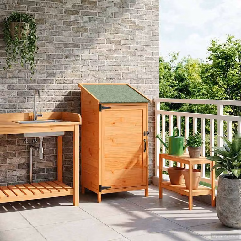 Capanno da giardino vidaXL in legno marrone con tetto L: 59 cm, P: 56 cm, H: 113,5 cm