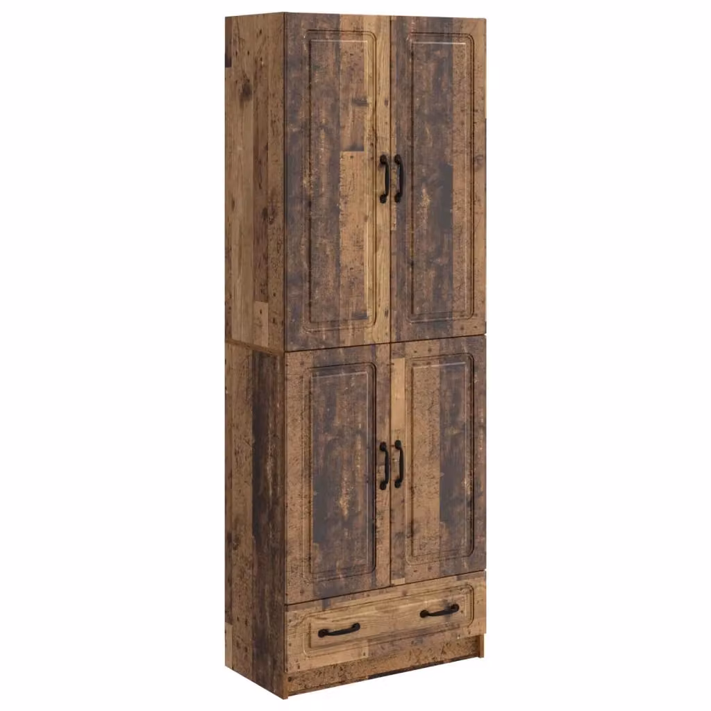 Set di 2 armadi vidaXL in legno stile rustico colore marrone con ante a battente e cassetti interni – 2