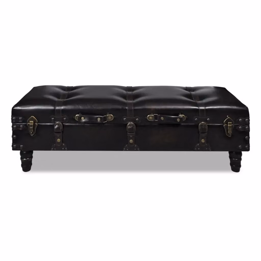 Panca contenitore cassapanca in ecopelle marrone con struttura in MDF L: 110 cm, P: 37 cm, H: 34 cm – 2