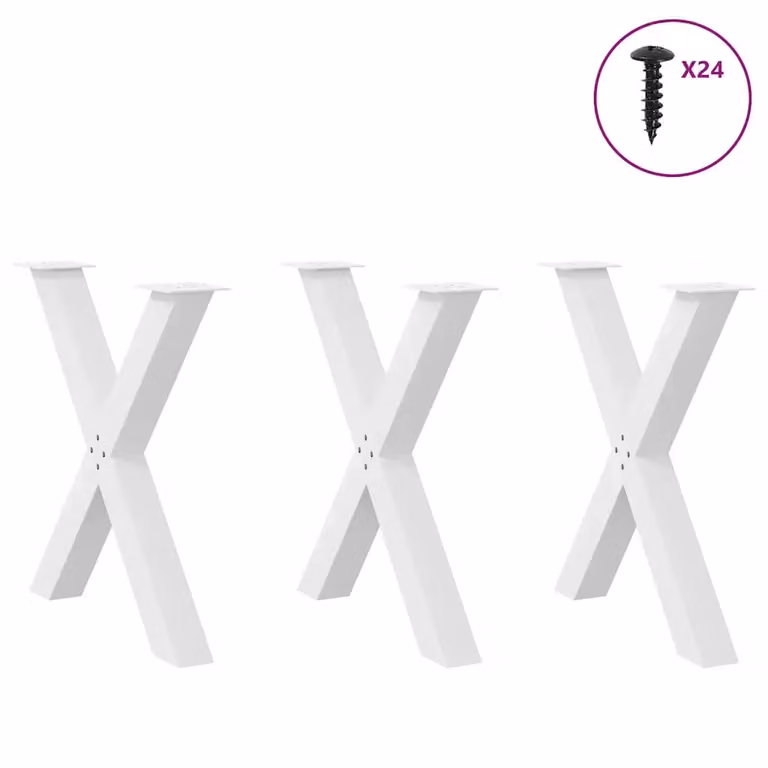 Set di 3 gambe per tavolo da pranzo vidaXL a forma di X in metallo bianco con altezza regolabile H: 70-73 cm