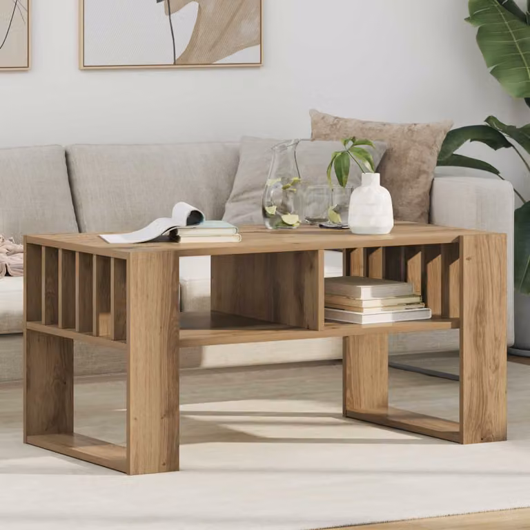 Tavolino da salotto moderno vidaXL in legno rovere marrone L/P/H: 92 x 49,5 x 45 cm