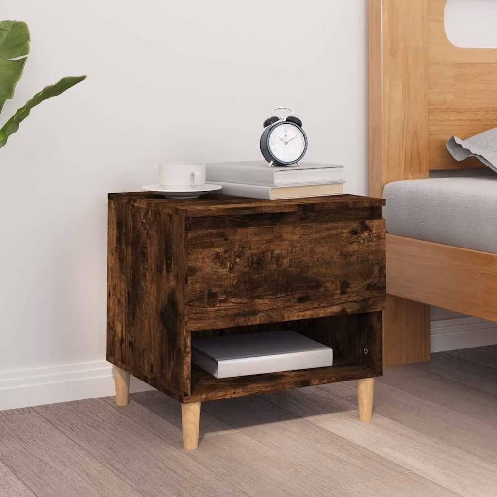 Comodino moderno vidaXL in legno multistrato e MDF colore marrone, L: 50 cm, P: 46 cm, H: 50 cm