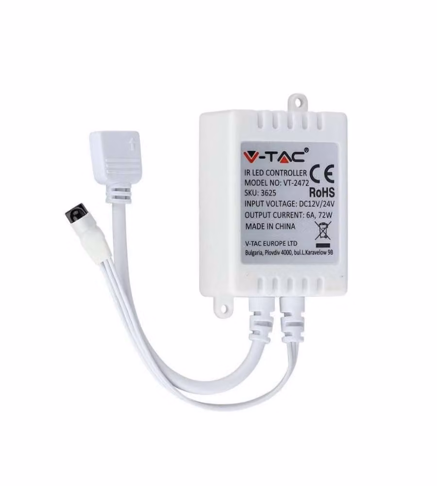 Controller per Strip LED RGB con Telecomando 24 Tasti a Infrarossi