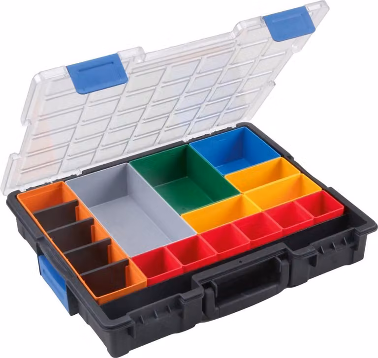 Scatola d'assortimento L440xP355xH76mm 18 scomparti 4 divisori transp.nero - 454230