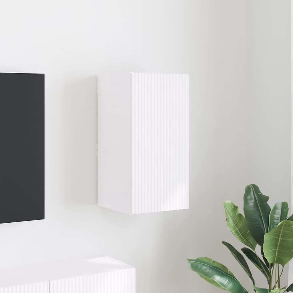 Mobile TV da parete vidaXL in legno ingegnerizzato bianco, L: 30 cm, P: 31 cm, H: 60 cm
