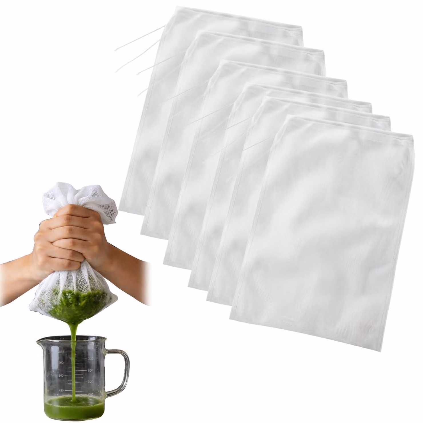 6 sacchetti per Bevanda vegetale, dimensioni 20x30 cm, riutilizzabili, filtro per latte di frutta a guscio
