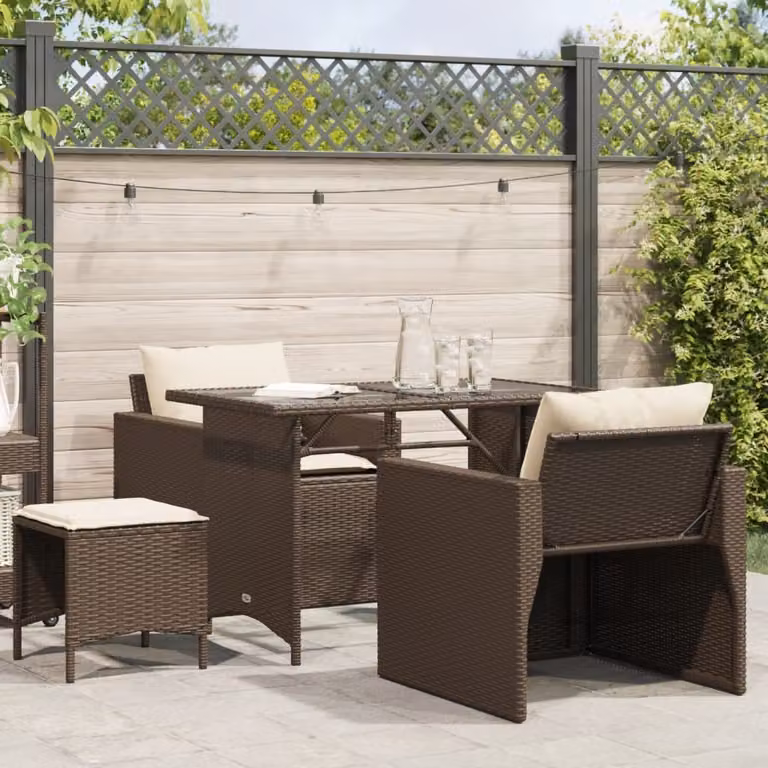 Maison Exclusive - Set divani da giardino 4 pezzi con cuscini Marrone Polyrattan
