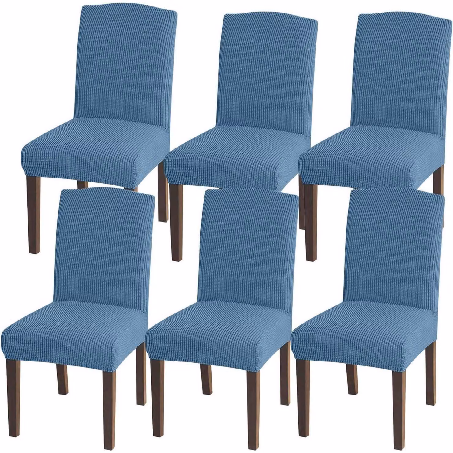 Coprisedie da pranzo impermeabili, set da 6, colore blu azzurro, elasticizzati, rimovibili e facili da pulire
