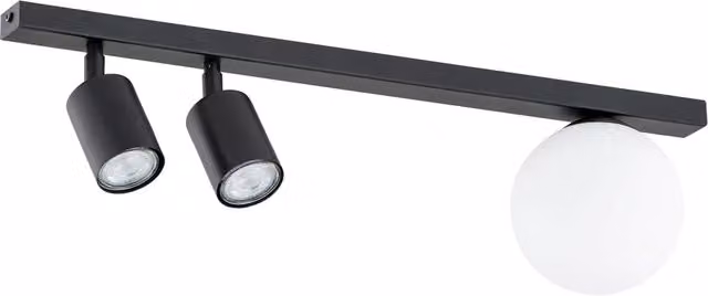 Plafoniera Minimal Vaishravana Luceart-Classic in Acciaio Nero con 3 Luci Regolabili e Paralumi in Vetro per E14 e GU10