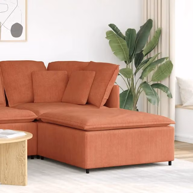 Poggiapiedi Modulare vidaXL in Velluto Rosso Arancione L: 100 cm, P: 100 cm, H: 48 cm