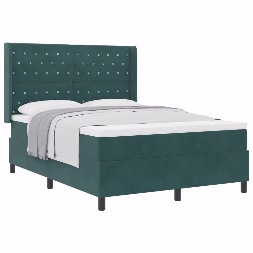 Letto a molle con materasso vidaXL in velluto verde, L/P/H: 140 x 190 x 143 cm – 2