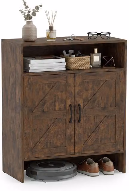 Scarpiera salvaspazio DESIGN IN con ripiani regolabili e scomparto aperto, mobile porta scarpe in legno marrone opaco per ingresso e soggiorno – 1