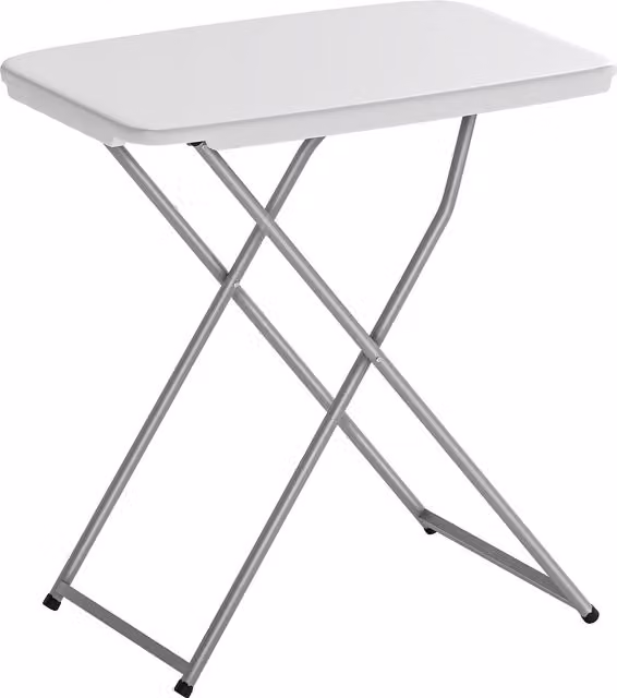 Outsunny Tavolo da Campeggio Pieghevole Portatile con Altezza Regolabile in 5 Livelli, Piano in HDPE e Struttura Metallica, L: 75 cm, P: 50 cm, H: 73,5 cm, Bianco – 1