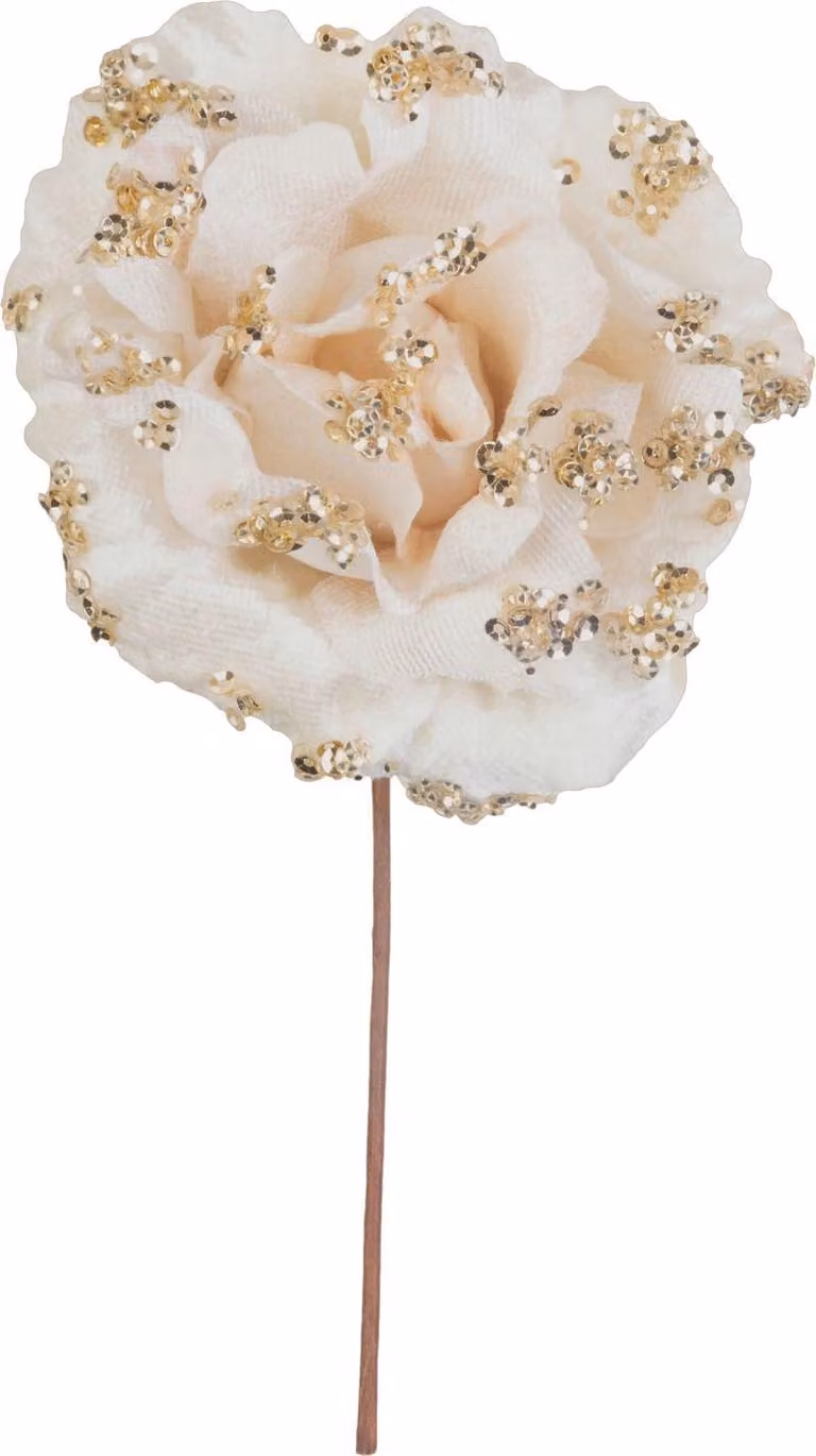 Fiore MagicHome Natale, rosa, crema, 17 cm, dimensione del fiore: 9 cm - set da 6 pezzi