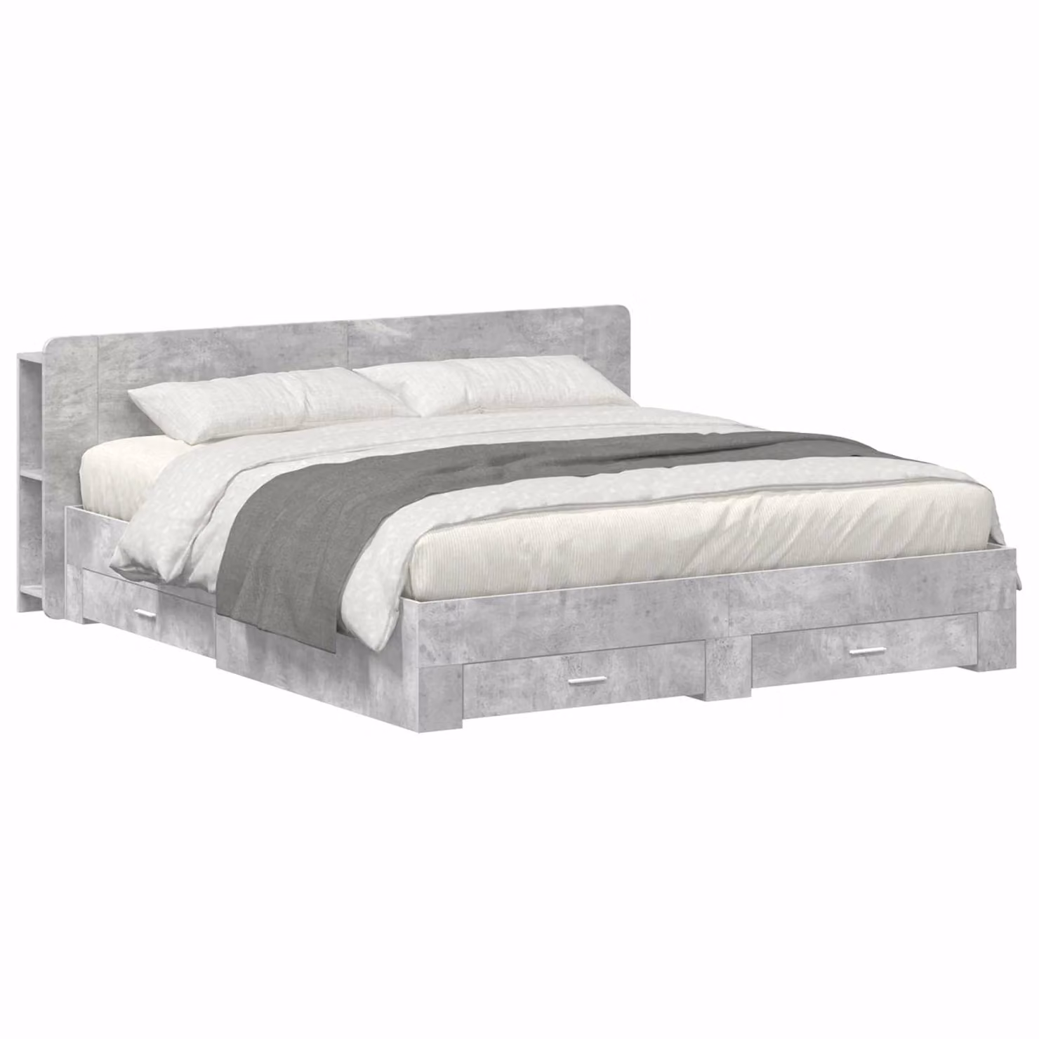 vidaXL Letto moderno con contenitore e cassetti in legno ingegnerizzato, Grigio, L/P/H: 200 x 200 x 221,5 cm