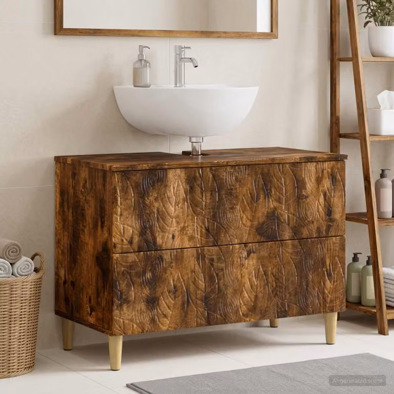 Armadio per lavabo da bagno vidaXL DELFT in Rovere Fumo marrone L: 82 cm, P: 41 cm, H: 59 cm
