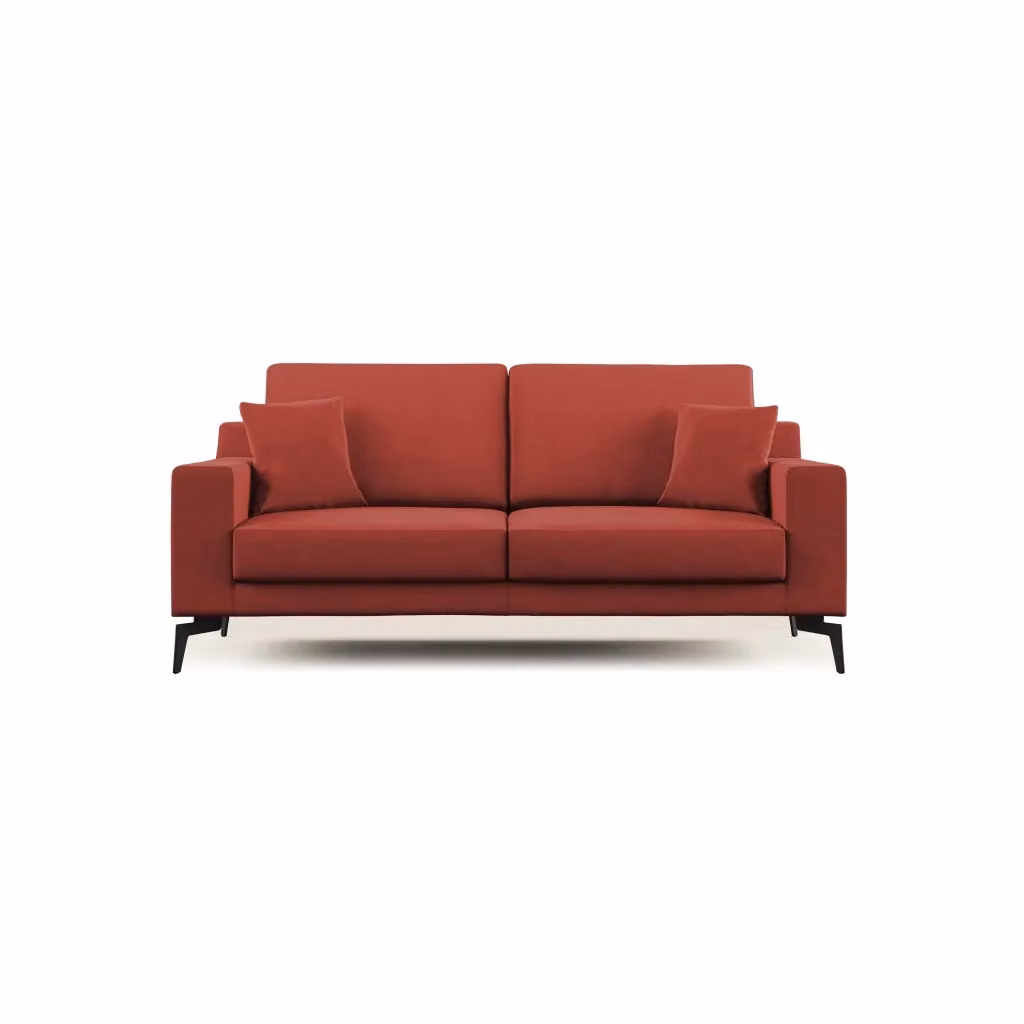 Divano moderno Prestige Divani.Store in tessuto rosso con struttura in metallo e cuscini inclusi L: 146 cm – 2