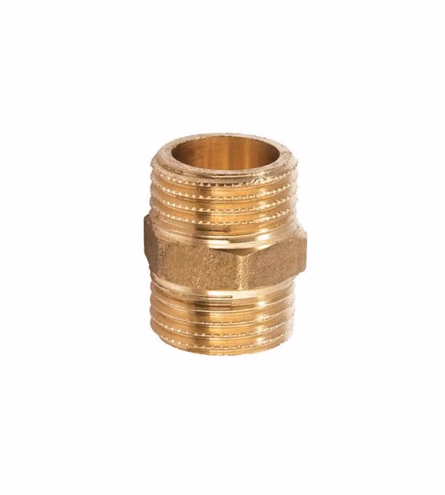 Idrobric Raccordo Nipplo Doppio Ottone Giallo Maschio-Maschio 1/2"
