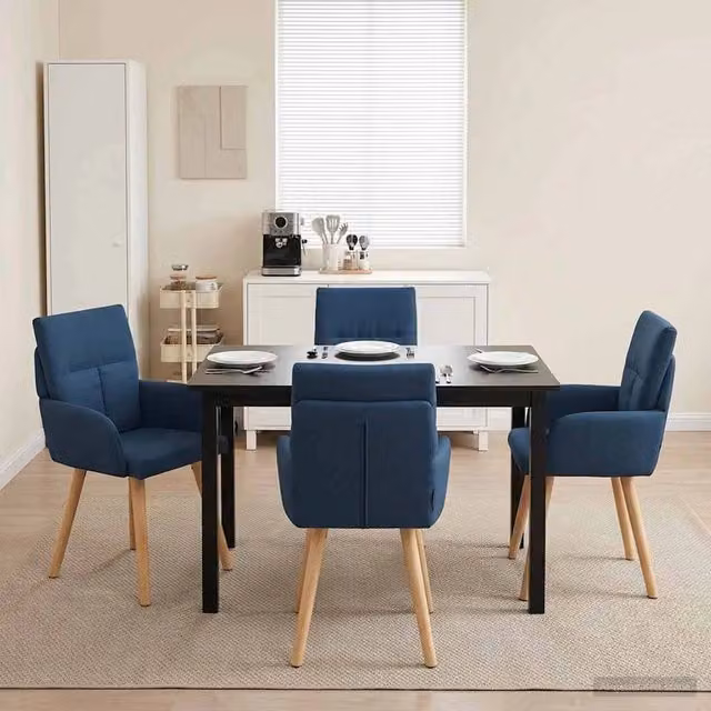 Sedie da pranzo 4 pz Tessuto Blu 60 x 56 x 93 cm 3428364