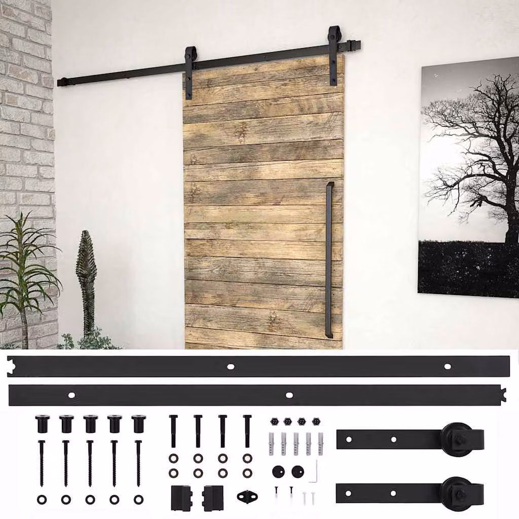 Kit di binari per porte scorrevoli vidaXL SKIEN in acciaio inossidabile nero opaco, lunghezza 200 cm