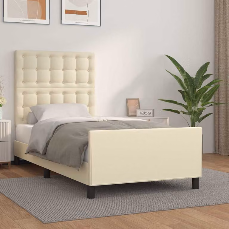 Giroletto con Testiera vidaXL in Similpelle Beige L/P/H: 100 x 200 x 128 cm
