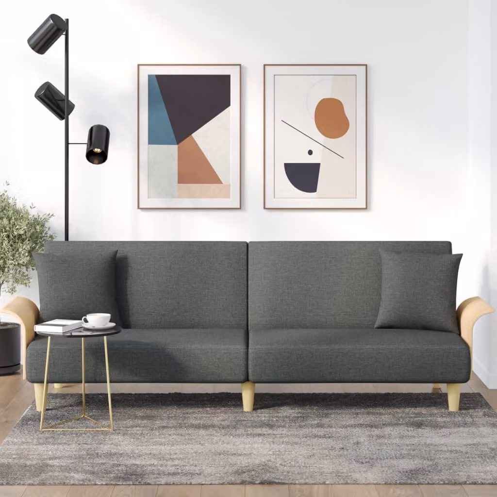 vidaXL Divano Letto Moderno con Braccioli in Tessuto Grigio