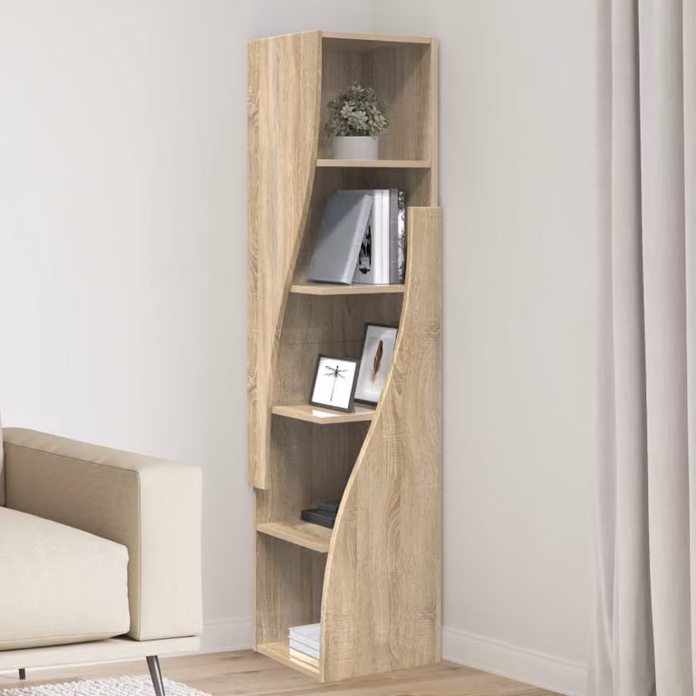 Mobile angolare vidaXL in legno ingegnerizzato Rovere Sonoma, marrone, L/P/H: 32 x 32 x 140 cm