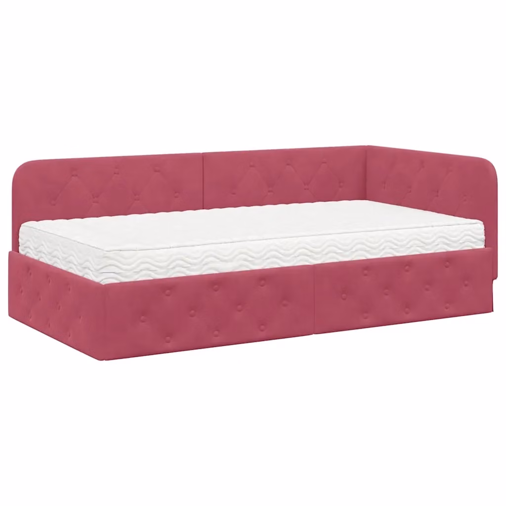 Letto con struttura imbottita in velluto rosso vidaXL L: 200 cm, P: 100 cm, H: 104 cm – 2