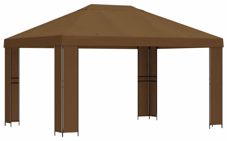 Gazebo 4 × 3 m Tortora Poliestere e Acciaio 190 gsm