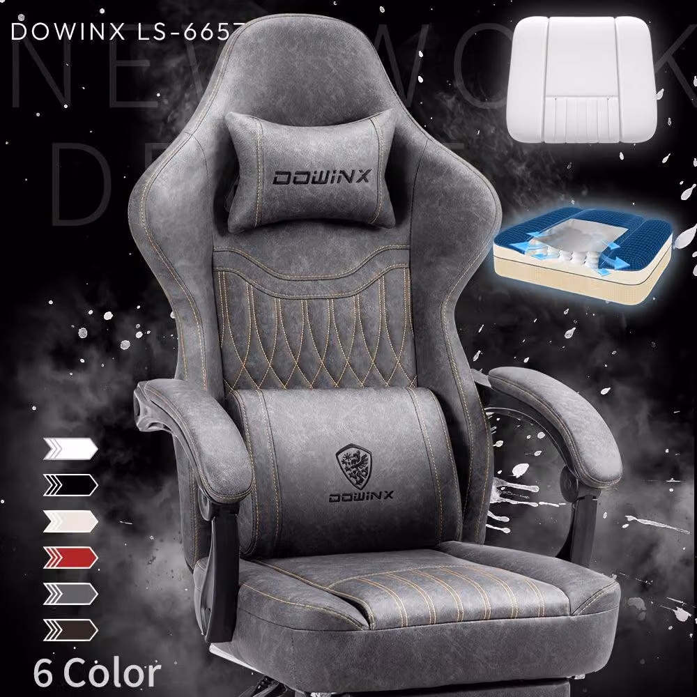 Sedia ergonomica da gaming - Sedia da ufficio - Sedia da corsa - Sedia per computer - Sedia da gaming nera/grigia