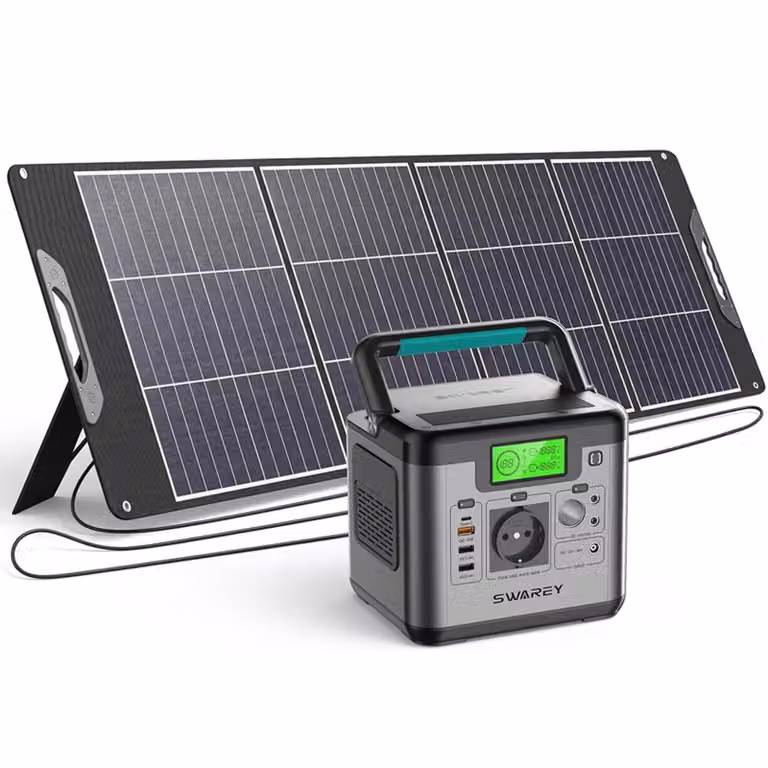 SWAREY S500 Pro 500W (picco 1000W) Generatore Powerstation Caricatore di accumulo solare con pannello solare da 200W, batteria di backup da 518Wh Generatore solare