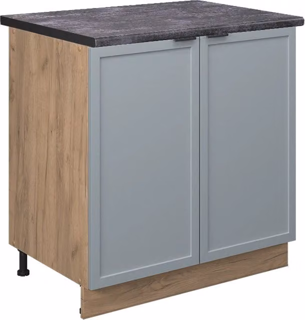 Mobiletto base cucina Fame-Line Blu-grigio chiaro/Rovere dorato 80 cm con ripiano, PL Antracite Vicco