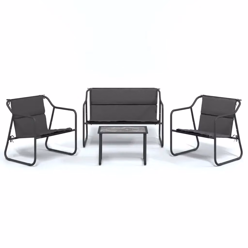 Set Salotto da Giardino Moderno vidaXL in Acciaio Antracite con Cuscini e Tavolino da Caffè – 2